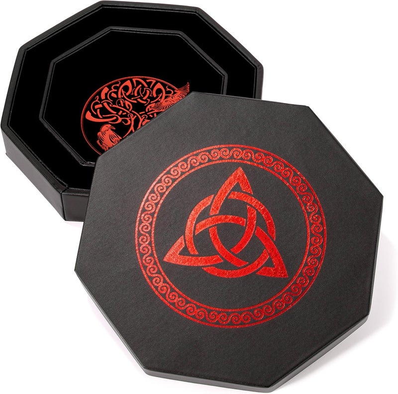 Soar Forge DND Dice Tray - Premium 9 Inch Tray Dungeons and Dragons - Exquisitely Detailed Red World Tree & Triquetra Design - Perfect Rolling & Box Storage to Protect Your Dice for D&D and RPG - Image 4